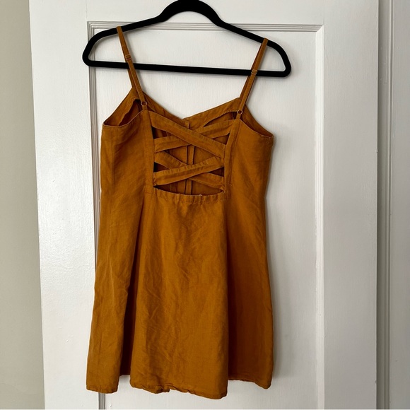 UO Button-Down Strappy Back Linen Dress - Picture 4 of 6